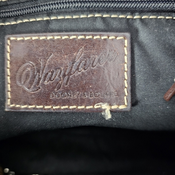 Dooney & Bourke Wayfarer vintage black nylon brown leather shoulder hobo bag - Picture 7 of 15